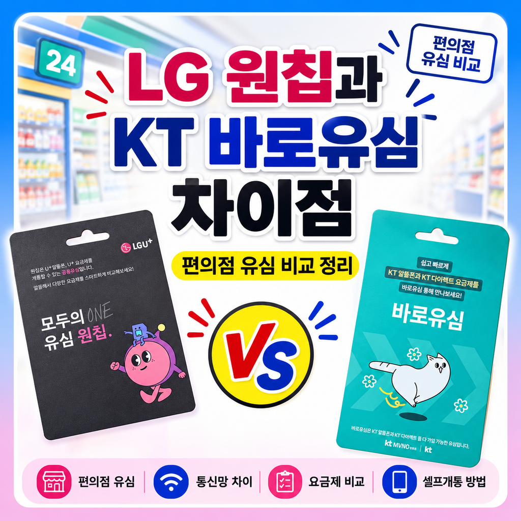 LG 원칩과 KT 바로유심 차이점｜편의점 유심 비교 정리 대표이미지