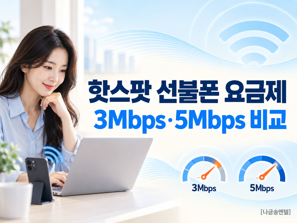 핫스팟 선불폰 요금제 3Mbps와 5Mbps 속도 비교