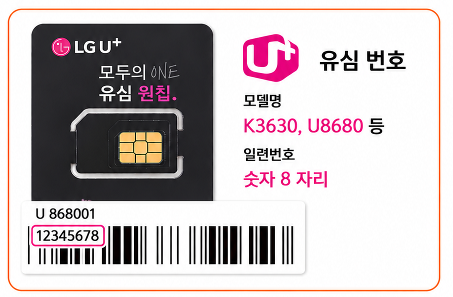 LG 모두의 원칩 유심번호 모델명 일련번호 확인 이미지