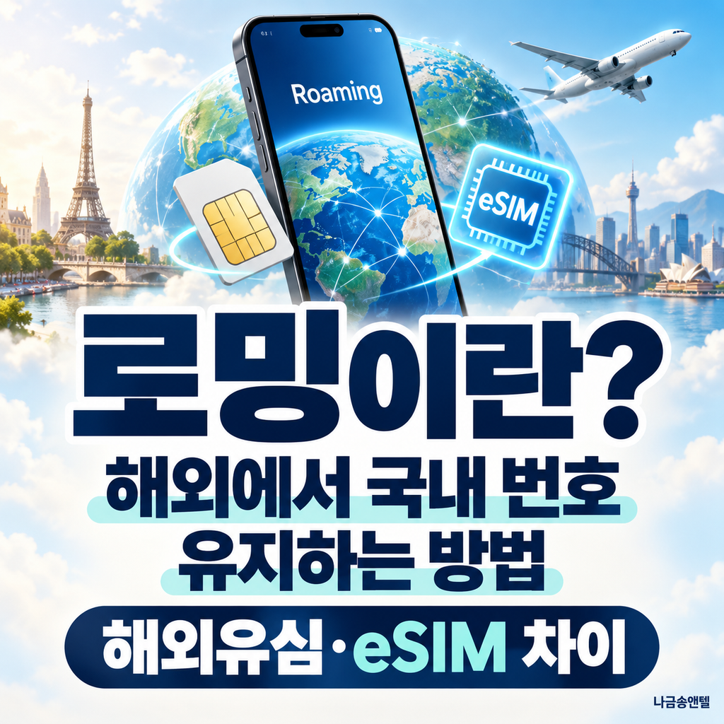 로밍이란? 해외에서 국내 번호 유지하는 방법|해외유심·eSIM 차이 대표이미지